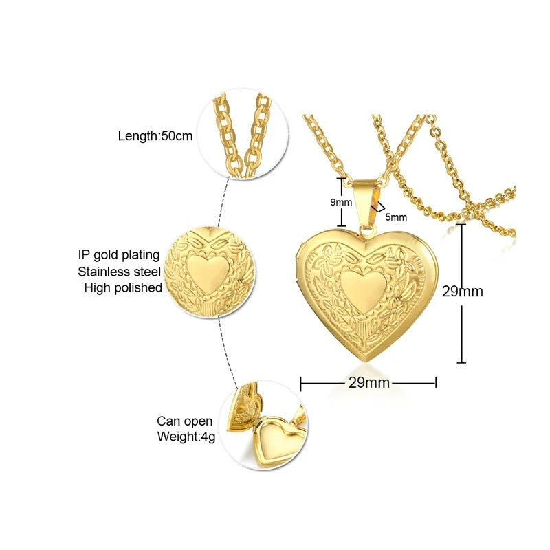 Stainless Steel Heart Locket Necklace