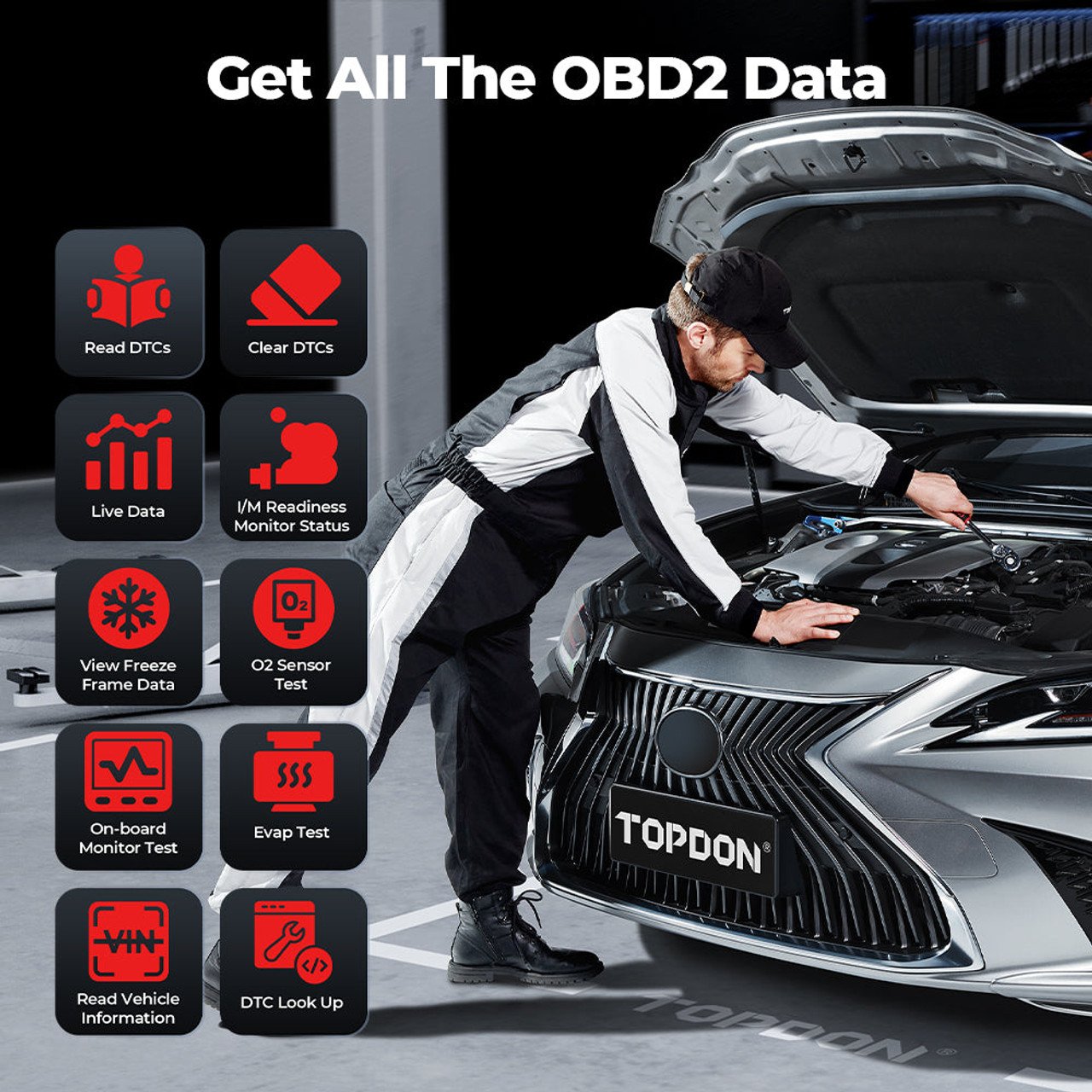 Topdon Topscan Pro Smart Diagnostic Tool, Bluetooth OBD2 Scanner