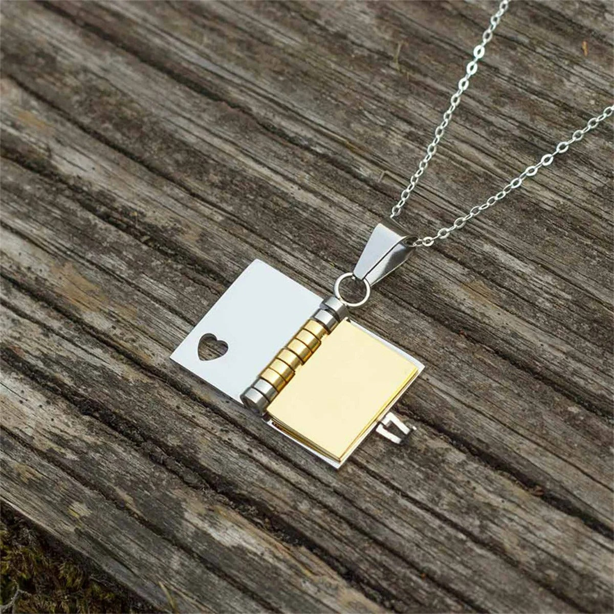Stainless Steel Couple Book Pendant Necklace Titanium Steel Love