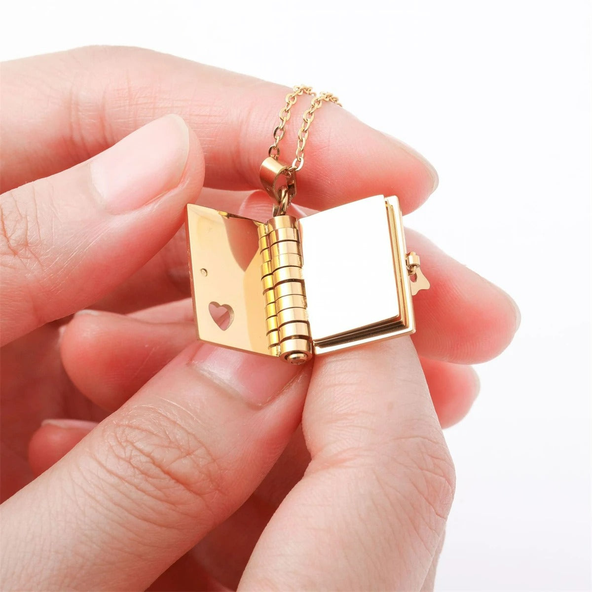 Stainless Steel Couple Book Pendant Necklace Titanium Steel Love