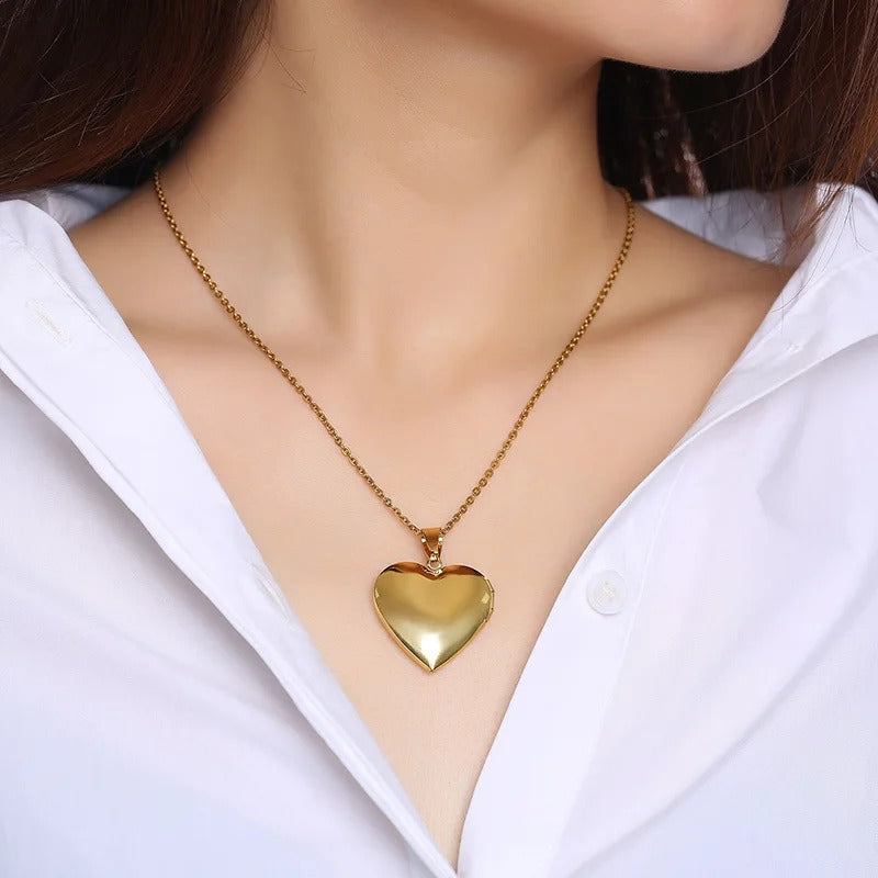 Stainless Steel Heart Locket Necklace