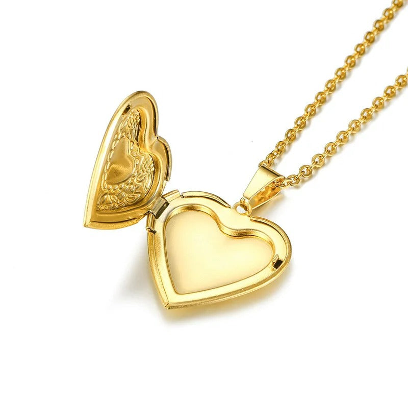 Stainless Steel Heart Locket Necklace