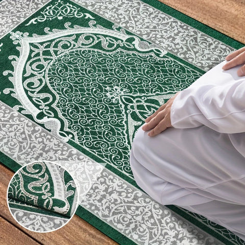 Portable Pocket Prayer Rug Braided Mats With Prayer Bead Travel Home Praying Blanket