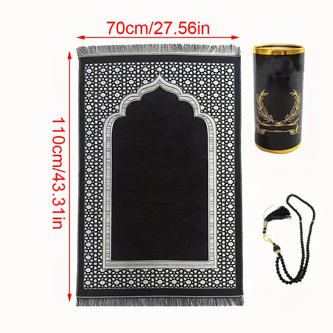 Portable Pocket Prayer Rug Braided Mats With Prayer Bead Travel Home Praying Blanket