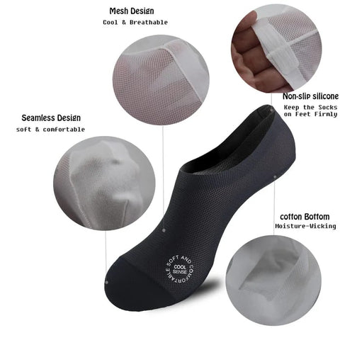 Ultra Thin Liner Socks Non Slip ComBed Cotton No Show Socks (Pack Of 3)