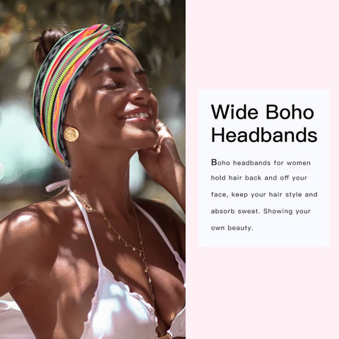 6-Pack Boho Wide Headbands for Women