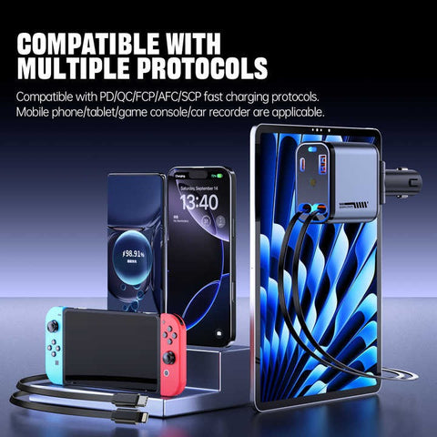 4-in-1 Retractable Car Mobile Charger