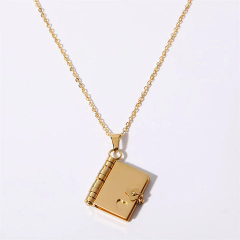 Stainless Steel Couple Book Pendant Necklace Titanium Steel Love (Pack Of 2)