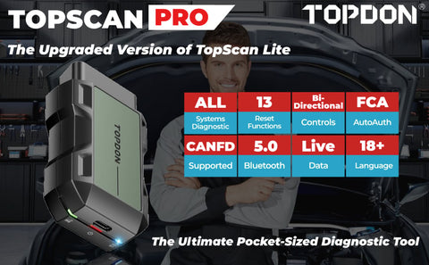 Topdon Topscan Pro Smart Diagnostic Tool, Bluetooth OBD2 Scanner