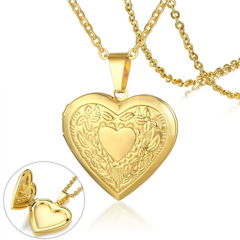 Stainless Steel Heart Locket Necklace