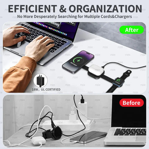 Foldable 3 in 1 Fast Magnetic Wireless Charger