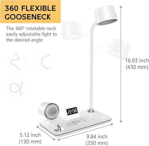 LED Desk Lamp with Wireless Charger and Bluetooth Speaker