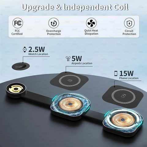 Foldable 3 in 1 Fast Magnetic Wireless Charger
