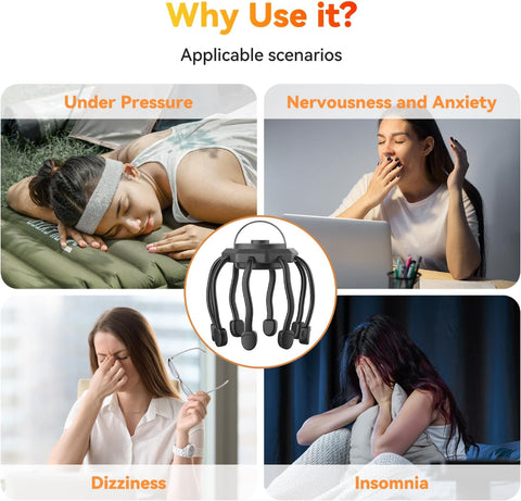 Hair Scalp Massager with 8 Vibrating Contacts