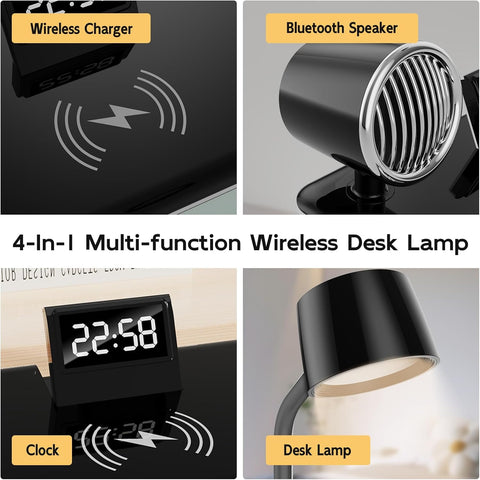 LED Desk Lamp with Wireless Charger and Bluetooth Speaker