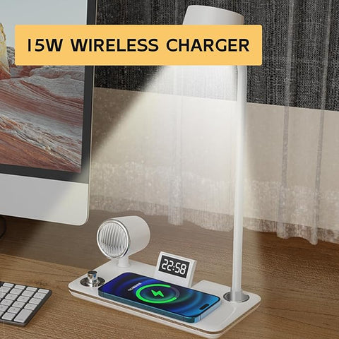 LED Desk Lamp with Wireless Charger and Bluetooth Speaker
