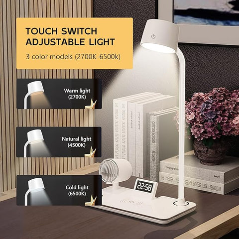 LED Desk Lamp with Wireless Charger and Bluetooth Speaker