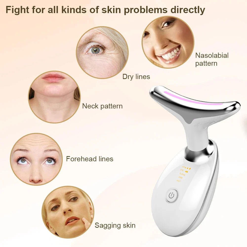 Rechargeable LED Facial And Neck Massager