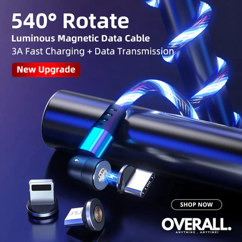 3A Magnetic Charging LED Glow Flowing Luminous Wizard